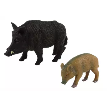 LEAN TOYS 2 vienetų rinkinys: Šernas su jaunikliu, miško gyvūnų serija