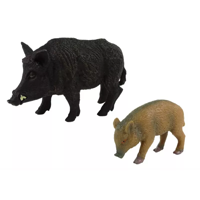LEAN TOYS 2 vienetų rinkinys: Šernas su jaunikliu, miško gyvūnų serija
