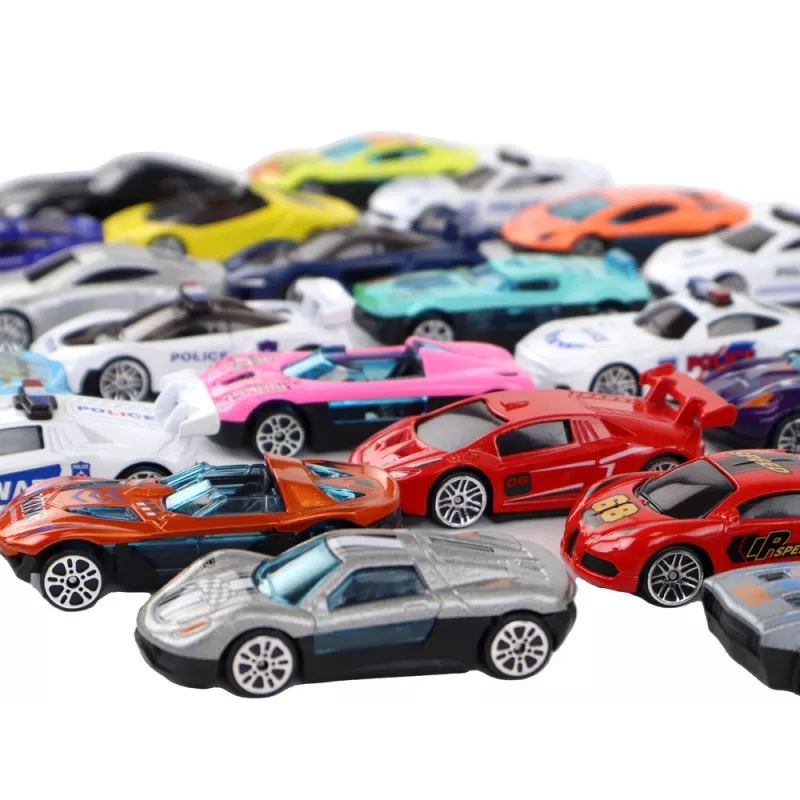 LEAN TOYS Aliumininių spyruoklinių automobilių rinkinys dėžutėje 30 vnt. Policijos ir sportiniai automobiliai