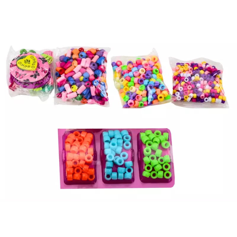 LEAN TOYS Karoliukų rinkinys stiklainyje papuošalų kūrimui 3in1