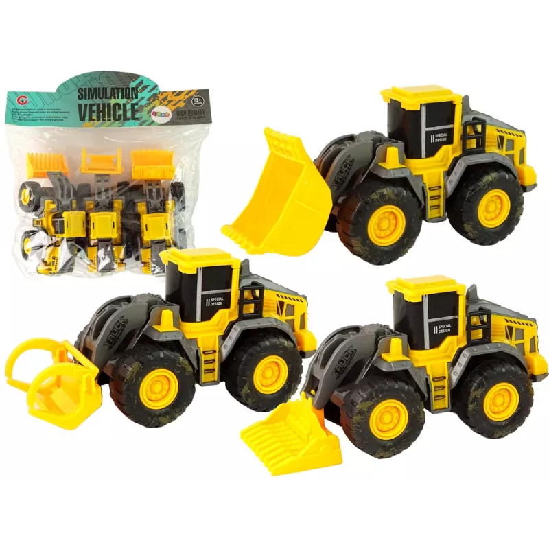LEAN TOYS Statybinių transporto priemonių rinkinys 3 geltoni modeliai
