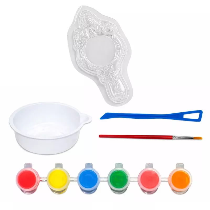 LEAN TOYS Kūrybinių plastikinių veidrodžių formų ir gipso dažų rinkinys