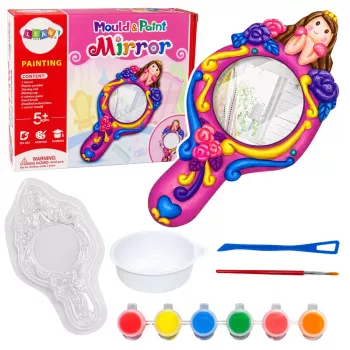 LEAN TOYS Kūrybinių plastikinių veidrodžių formų ir gipso dažų rinkinys