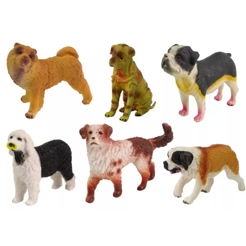 LEAN TOYS Šunų figūrėlių rinkinys Šunų veislės 6 elementai