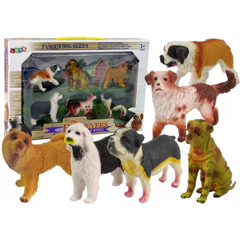 LEAN TOYS Šunų figūrėlių rinkinys Šunų veislės 6 elementai