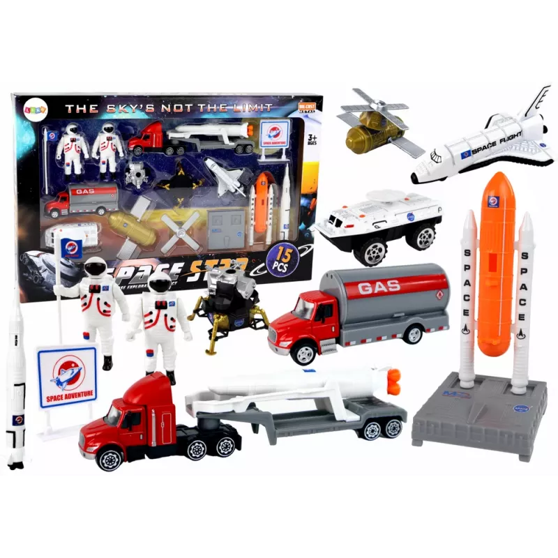 LEAN TOYS Figūrėlių rinkinys Space Truck Rocket 15 vnt.