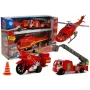 LEAN TOYS Ugniagesių transporto priemonių rinkinys: automobilis, sraigtasparnis, motociklas su šviesomis ir garsais