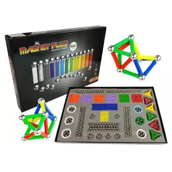 LEAN TOYS Magnastix magnetinių kaladėlių rinkinys 560 + lenta