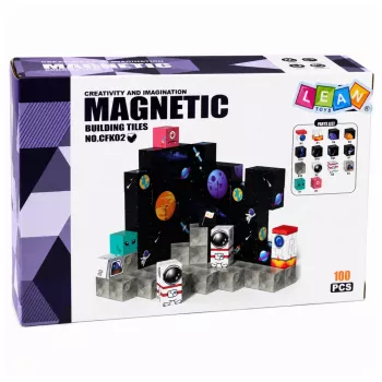LEAN TOYS Magnetinių blokelių kubelių rinkinys Pikseliai 3D erdvė 100 vnt.