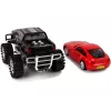 LEAN TOYS Transporto priemonių rinkinys Juodas monstrų sunkvežimis Baltas kemperis 58 cm