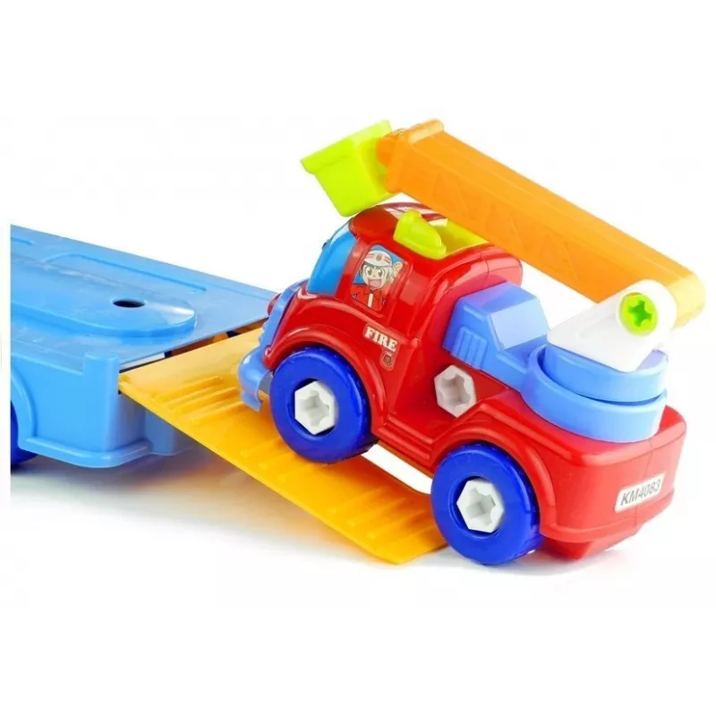 LEAN TOYS Transporto priemonių rinkinys Policija Gaisrinė Automobilių vežėjas Atsukami automobiliai