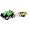 LEAN TOYS Transporto priemonių rinkinys: geltoni sportiniai automobiliai ir žalios visureigiai su inerciniu mechanizmu
