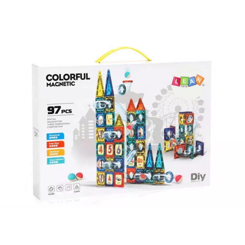 LEAN TOYS Slide Set For Balls Magnetic Blocks 168 Pieces
