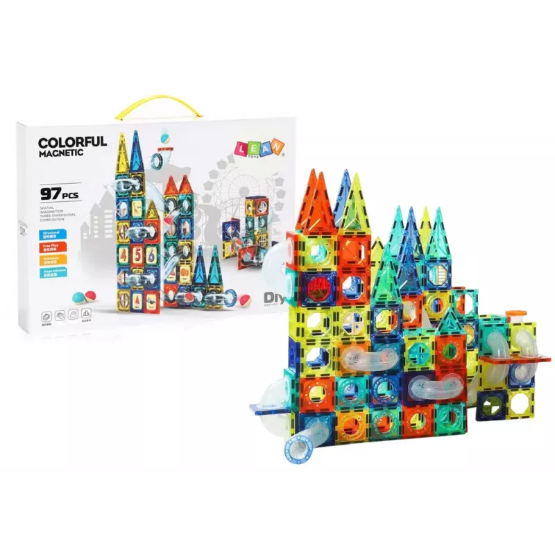 LEAN TOYS Slide Set For Balls Magnetic Blocks 168 Pieces