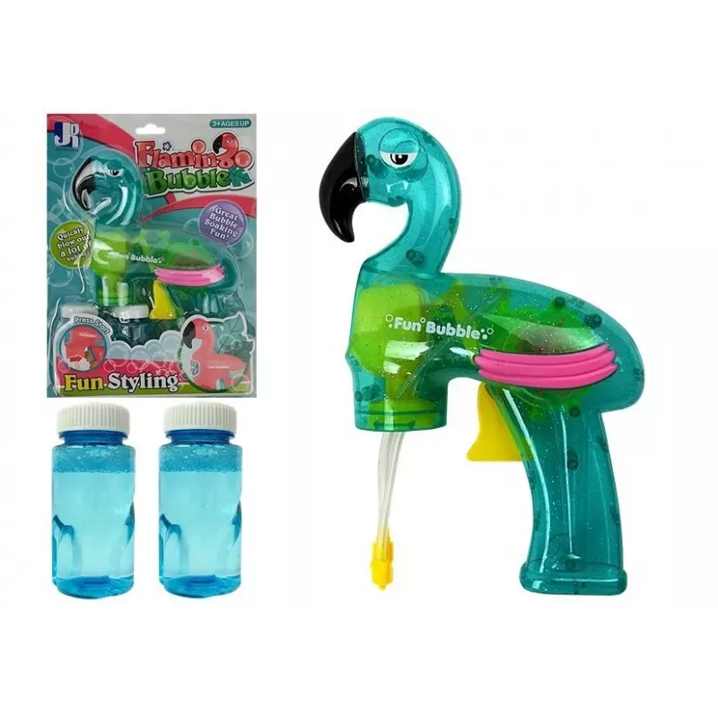 LEAN TOYS Soap Bubble Gun Flamingo Blue