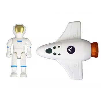 LEAN TOYS Space Mission Cosmos 4 Elements Playset – Raketa, astronautas, marsaeigis ir vėliava (4 dalys, nuo 3 metų)