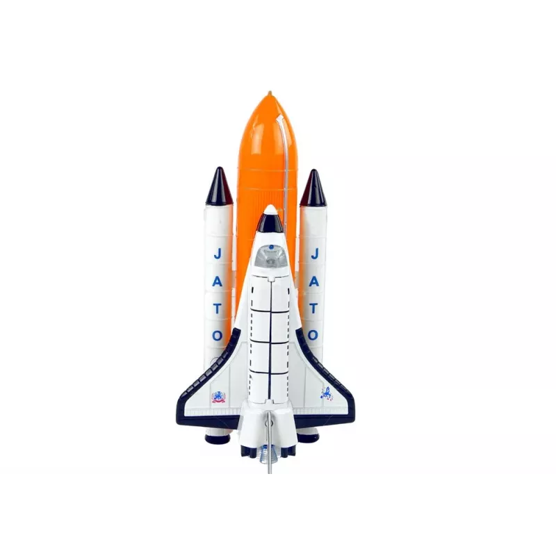 LEAN TOYS kosminė raketa su metaliniu erdvėlaiviu - atgal traukiama, su šviesos ir garso efektais, aviacijos ir kosmoso žaislų rinkinys