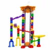 LEAN TOYS Space Track Construction Blocks 153 vnt. - 3D spalvotas rutuliukų takelis su tuneliais ir kamuoliukais