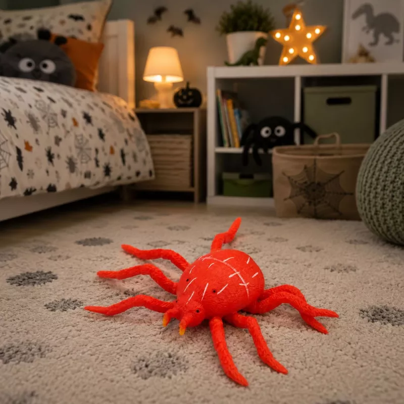 LEAN TOYS Spider Red Rubber Figure Stretchable Realistic 12 cm