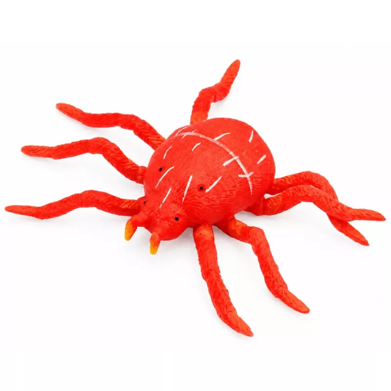 LEAN TOYS Spider Red Rubber Figure Stretchable Realistic 12 cm