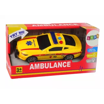 LEAN TOYS Greitosios pagalbos sportinis automobilis su šviesomis ir garsu geltonas