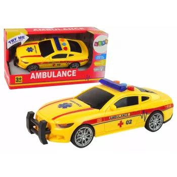 LEAN TOYS Greitosios pagalbos sportinis automobilis su šviesomis ir garsu geltonas