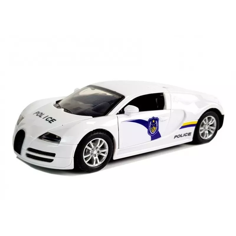 LEAN TOYS Policinis sportinis automobilis su tamsiais langais, tempimo varikliu, balta šviesa ir garsu