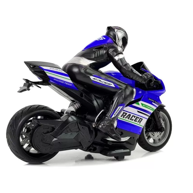 LEAN TOYS Sports Motorcycle 2.4G Remote Controlled Racer Range 35m Blue
