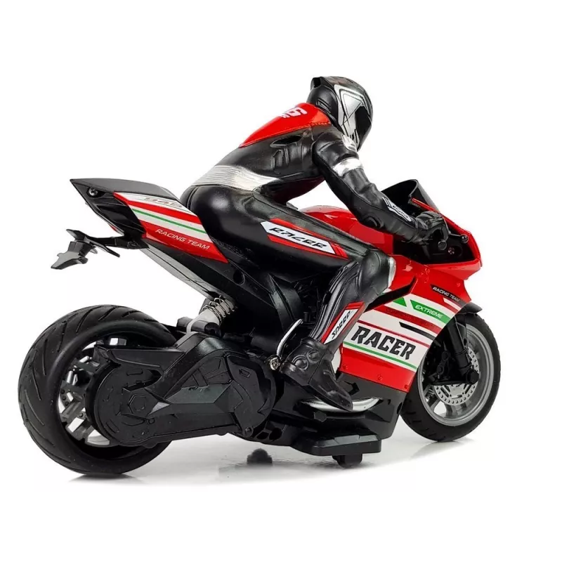LEAN TOYS Sportinis motociklas 2.4G nuotolinio valdymo lenktyninis automobilis, 35 m nuotolis, raudonas