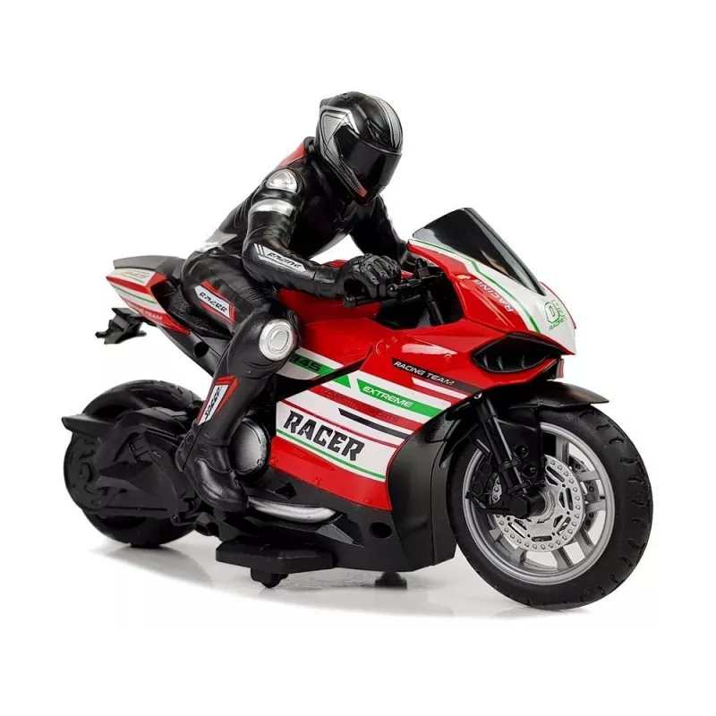 LEAN TOYS Sportinis motociklas 2.4G nuotolinio valdymo lenktyninis automobilis, 35 m nuotolis, raudonas