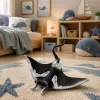 LEAN TOYS Stingray guminė figūrėlė, tampri, realistiška vandenyno žuvis 13 cm