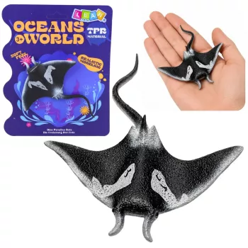 LEAN TOYS Stingray guminė figūrėlė, tampri, realistiška vandenyno žuvis 13 cm