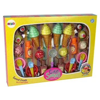 LEAN TOYS Sweet Treats rinkinys: ledai, keksiukai, padažai, šaukšteliai