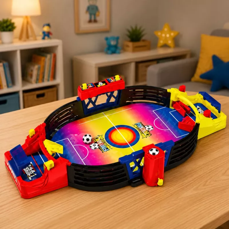 LEAN TOYS Stalo futbolas 2 žaidėjams – kompaktiškas foosball su 18 žaidėjų, plieninėmis ašimis ir rezultatų lenta