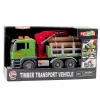 LEAN TOYS medienos transportavimo sunkvežimis su kranu, rąstais, šviesomis ir garsais – statybinės transporto priemonės žaislas