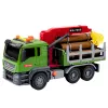 LEAN TOYS medienos transportavimo sunkvežimis su kranu, rąstais, šviesomis ir garsais – statybinės transporto priemonės žaislas