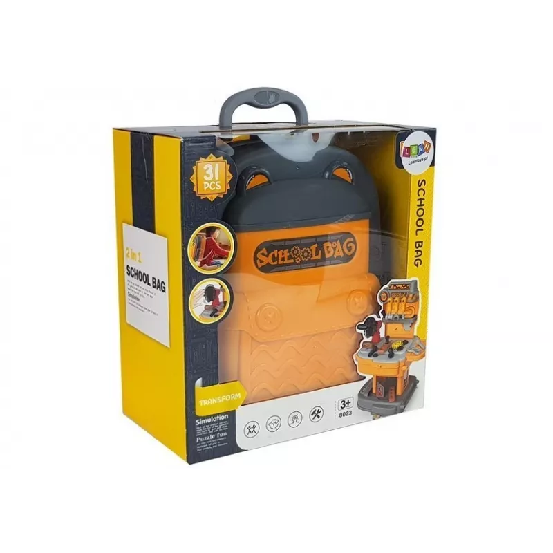 LEAN TOYS Įrankių rinkinys kuprinėje Dirbtuvės Oranžinė ir Pilka