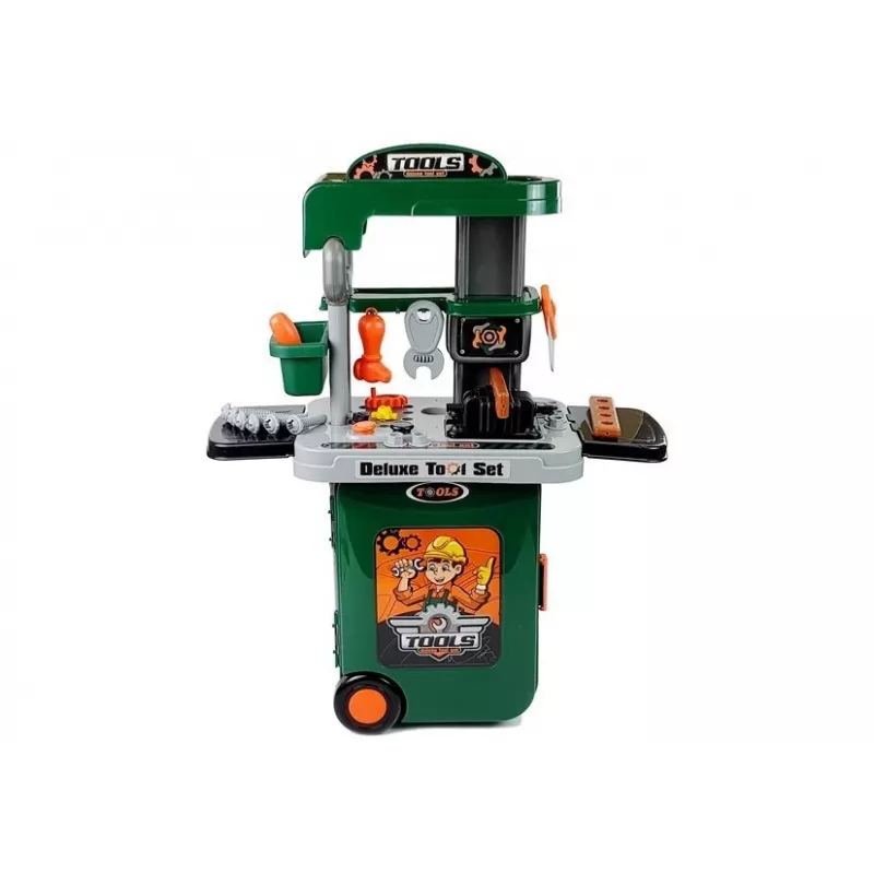 LEAN TOYS Įrankių rinkinys ratukuose Dirbtuvės Pjūklas Atsuktuvas