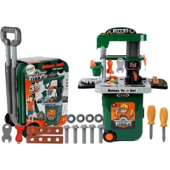 LEAN TOYS Įrankių rinkinys ratukuose Dirbtuvės Pjūklas Atsuktuvas