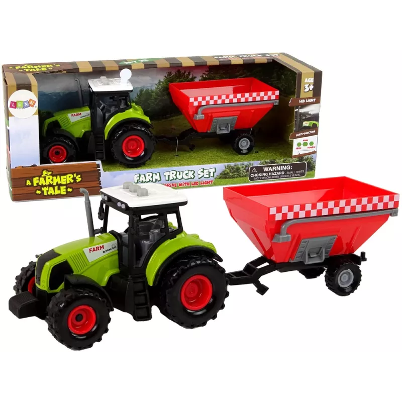 LEAN TOYS Tractor Farm Detachable Grain Trailer Sound Green