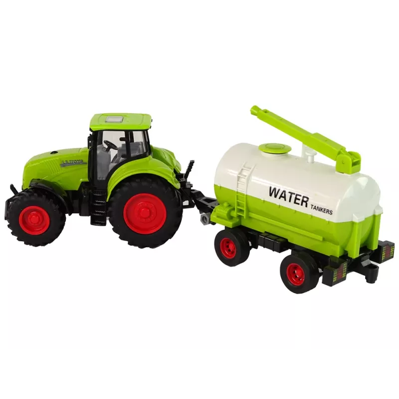 LEAN TOYS Traktorius su dideliu ratu priekaba Green Farm