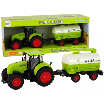 LEAN TOYS Traktorius su dideliu ratu priekaba Green Farm