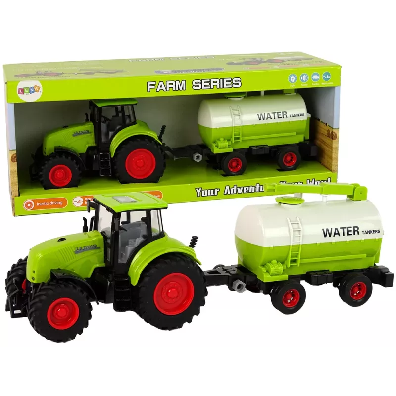 LEAN TOYS Traktorius su dideliu ratu priekaba Green Farm