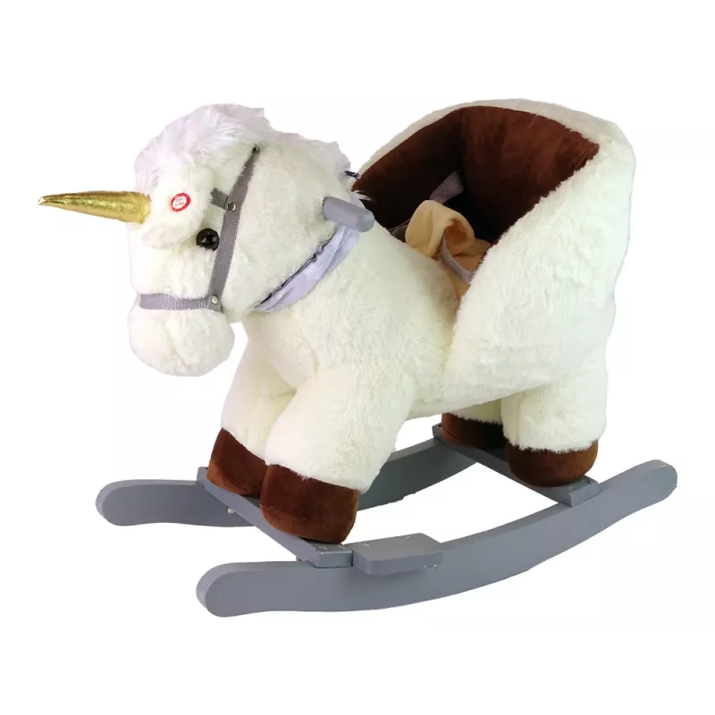 LEAN TOYS Unicorn Rocking Horse Rocker for Toddlers White Beige