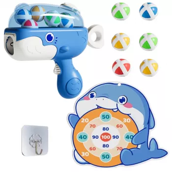 LEAN TOYS Velcro Ball Gun with Fabric Target Whale Blue