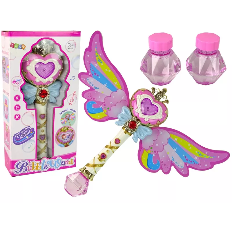 LEAN TOYS Wand Soap Bubbles Lights Pink Sounds