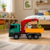 LEAN TOYS Šiukšlių rūšiavimo sunkvežimis su kranu, konteineriais, inercine pavara, šviesa ir garsu