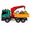 LEAN TOYS Šiukšlių rūšiavimo sunkvežimis su kranu, konteineriais, inercine pavara, šviesa ir garsu