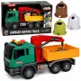 LEAN TOYS Šiukšlių rūšiavimo sunkvežimis su kranu, konteineriais, inercine pavara, šviesa ir garsu