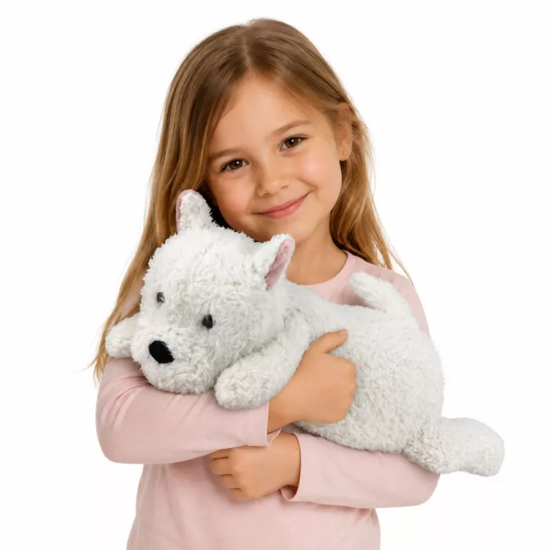 LEAN TOYS Vakarų Škotijos baltasis terjeras pliušinis šuo minkštas žaislas, baltas, 40 cm